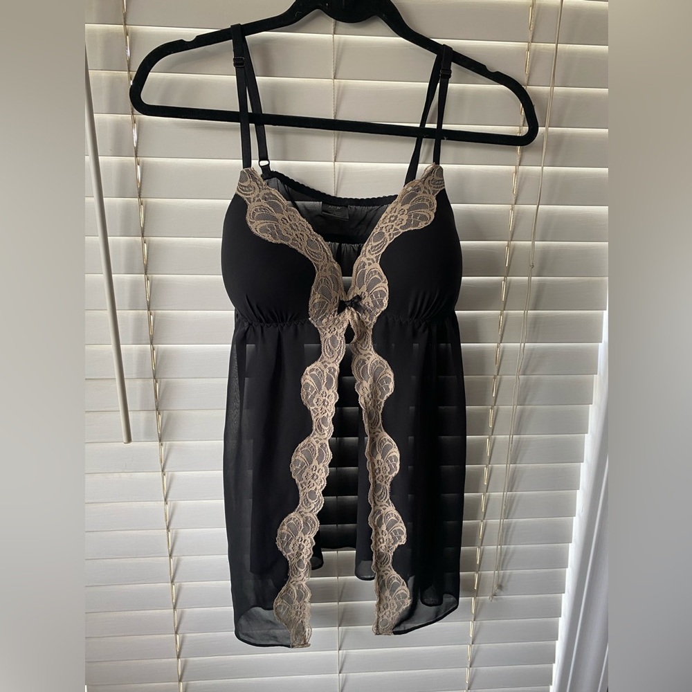 Accepting offers- APT9 Black Sheer Lace Trim Babydoll Chemise